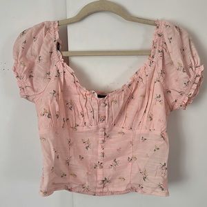 Pink floral peasant top